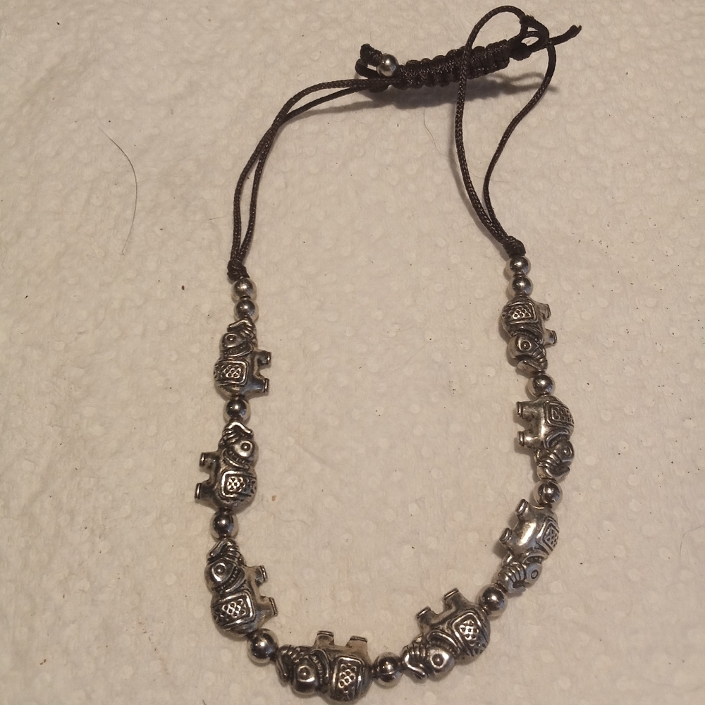 Silver Elephant Beaded Bracelet